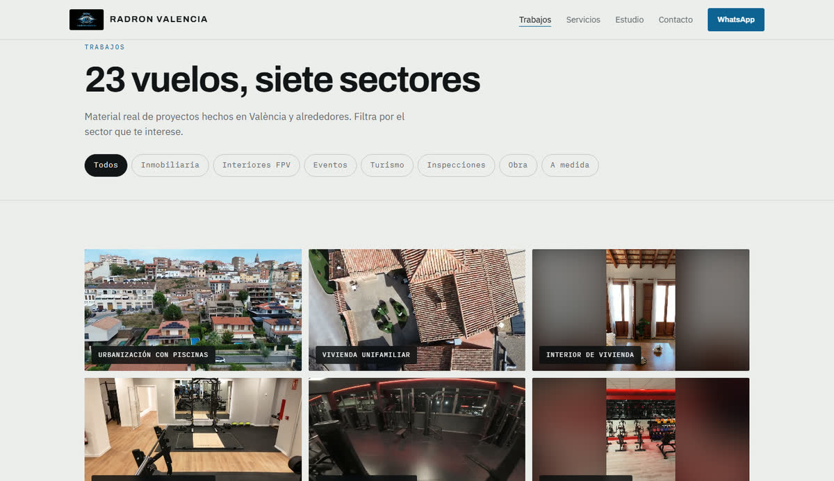 Catálogo de trabajos filtrable por sector