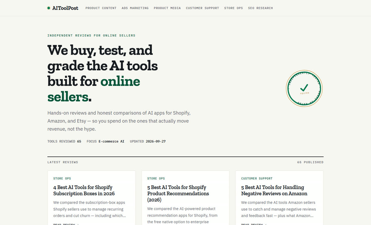 Portada de la web de reseñas para vendedores online